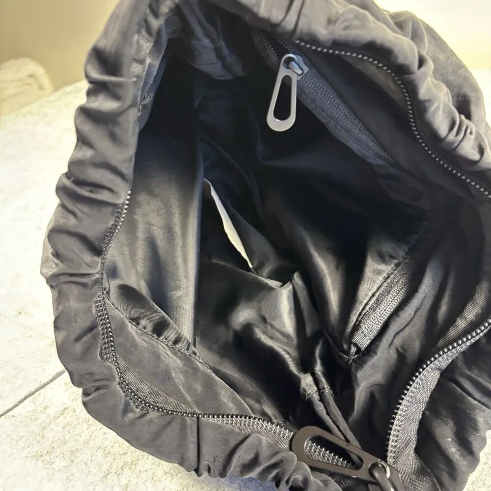 Cote & Ciel Black Nylon Zip Close Crossbody Bag Backpack Adjustable Strap Pocket